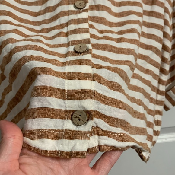 Rachel Zoe 100% linen striped button up blouse - Picture 6 of 7